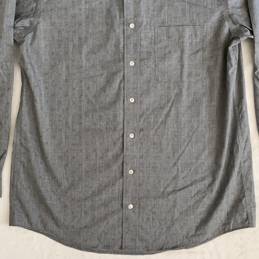 Allen Edmonds | Plaid Wrinkle Free Cotton Button Down Shirt Gray/Grey (L) - Picture 6 of 16